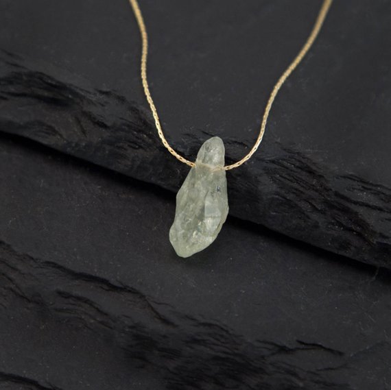 Green Amethyst Necklace, Raw Crystal Necklace,  Crystal Jewelry, Birthstone Jewelry, Rough Stone Necklace, Gift Ideas For Her, Nk-th