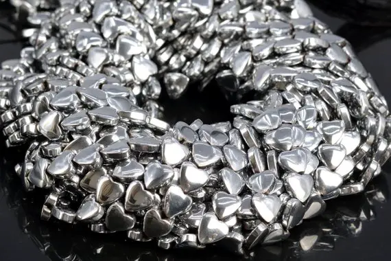 8mm Silver Hematite Beads Heart Grade Aaa Natural Gemstone Half Strand Loose Beads 7.5" Bulk Lot 1,3,5,10 And 50 (104544h-1236)