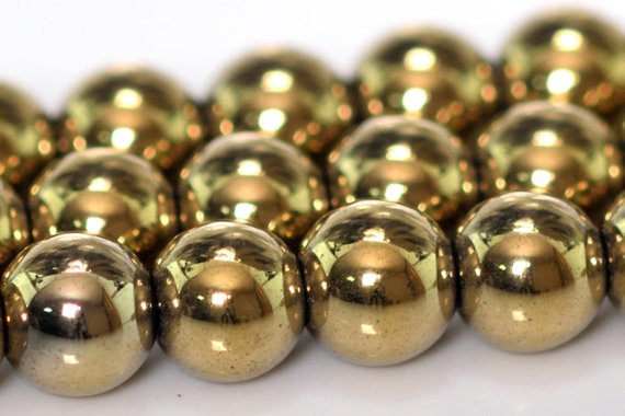 Champagne Gold Hematite Beads Grade Aaa Natural Gemstone Round Loose Beads 4mm 8mm 10mm 12mm Bulk Lot Options