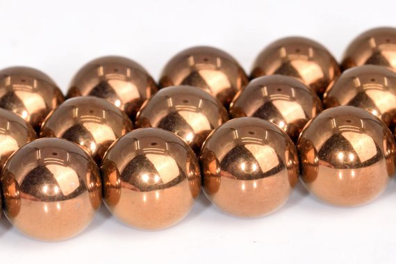 8mm Rose Gold Hematite Beads Grade Aaa Gemstone Round Loose Beads 15" / 7.5" Bulk Lot Options (103386)