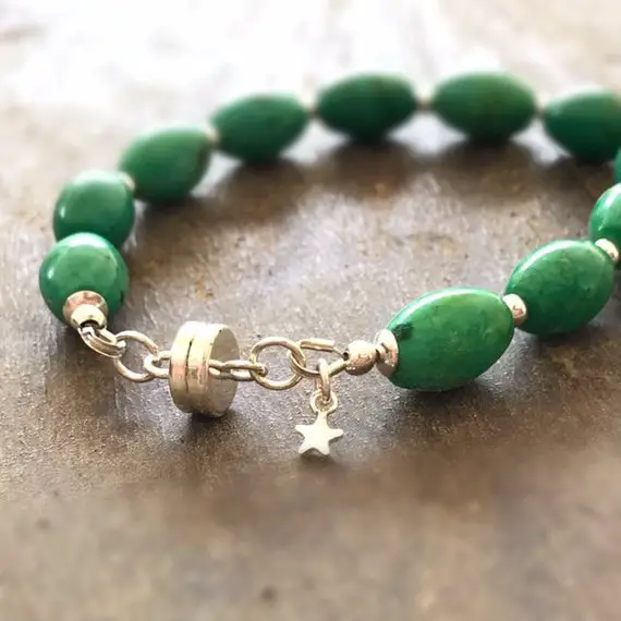Green Bracelet - Sterling Silver Jewelry - Gemstone Jewellery - Howlite - Fashion