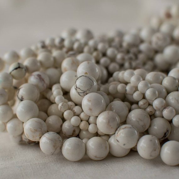 Natural Cream Matrix Howlite Semi-precious Gemstone Round Beads - 4mm, 6mm, 8mm, 10mm Sizes - 15" Strand