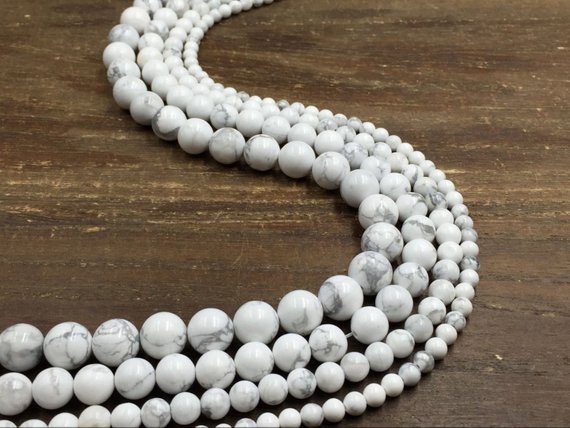 White Howlite Beads Smooth Round Howlite Beads Gemstone Beads 4-12mm Diy Jewelry Beads Supplies Jewelry Making 15.5" Strand