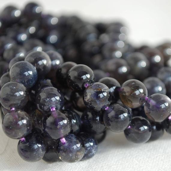 Natural Iolite (deep Violet Blue) Semi-precious Gemstone Round Beads - 4mm, 6mm, 8mm Sizes - 15" Strand