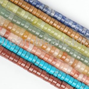 Shop Jade Rondelle Beads! Heishi Space Beads for Jewelry Making Turquoise/ Aventurine/ Lemon Jade 3*6mm Small Heishi Gemstone Beads Sold by Strand | Natural genuine rondelle Jade beads for beading and jewelry making.  #jewelry #beads #beadedjewelry #diyjewelry #jewelrymaking #beadstore #beading #affiliate #ad
