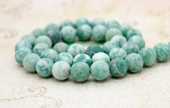 Jade Beads, New Mountain Jade Matte Green Round Sphere Ball Natural Gemstone Beads (6mm 8mm 10mm) - Pg128