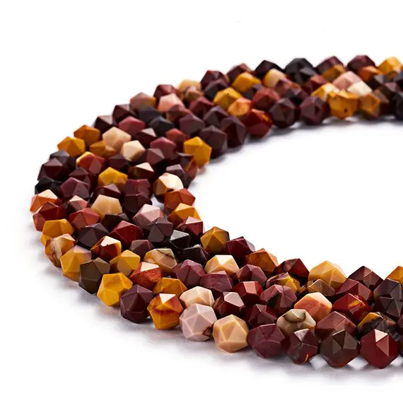 Mookaite Jasper Faceted Star Cut Beads 8mm 15.5" Strand