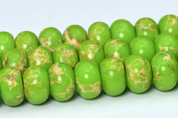 12x8mm Apple Green Imperial Jasper Beads Grade Aaa Natural Gemstone Full Strand Rondelle Loose Beads 15" Bulk Lot 1,3,5,10,50 (101906-427)