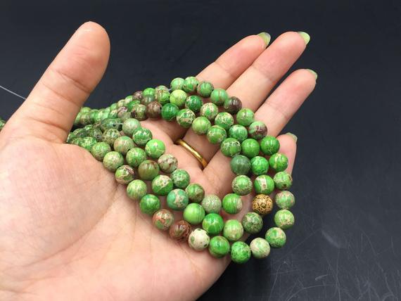 Green Jasper Beads Green Imperial Jasper Round Beads Gemstone Beads Supplies 4/6/8/10mm Jewelry Making 15.5" Strand