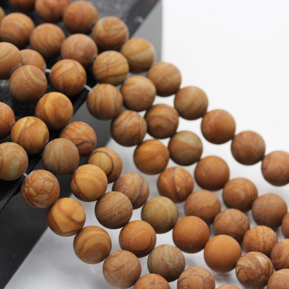 Wood Grain Jasper Matte Round Beads 4mm 6mm 8mm 10mm 12mm 15.5" Strand