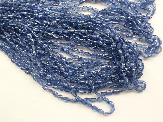 6-7mm Kyanite Faceted Oval Beads, Natural Blue Kyanite Oval Beads, Kyanite Faceted Oval Beads For Jewelry (8in To 16in Options) - Aga50