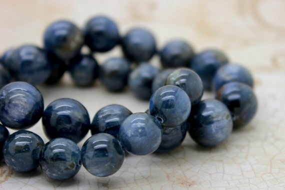 Natural Kyanite Beads, High Quality Blue Kyanite Smooth Polish Round Ball Sphere Gemstone Beads - Pg37