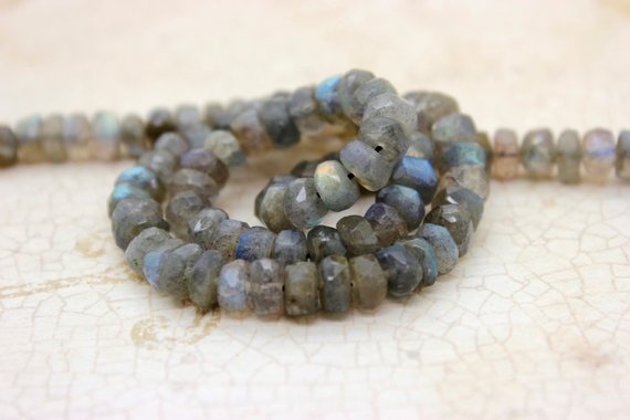 Natural Labradorite, Genuine High Quality Labradorite Faceted Rondelle Loose Beads Gemstone - Pg68