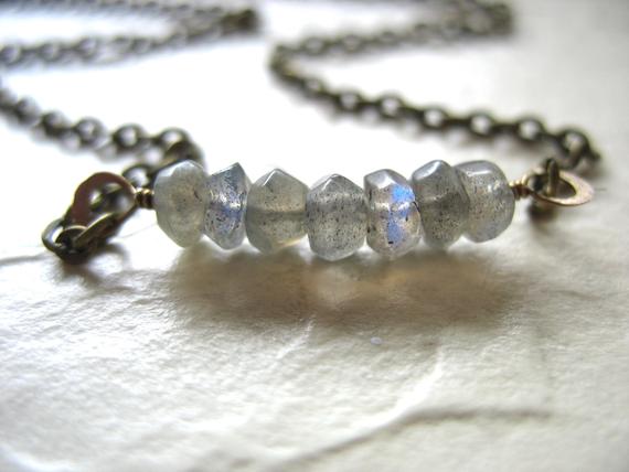 Labradorite Necklace, Faceted Labradorite Gemstone Necklace, Handmade Labradorite Artisan Necklace Jewelry, Labradorite