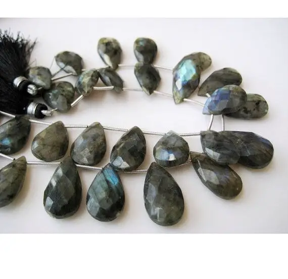15x20mm To 13x25mm Labradorite Faceted Pear Beads, Labradorite Faceted Briolettes, Labradorite Pear For Jewelry (6pcs To 12pcs Options)