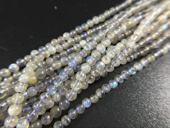 2/3mm Tiny Labradorite Beads Natural Smooth Round High Flash Labradorite Beads Gemstone Semiprecious Beads Jewelry Making Full Strand 15.5"