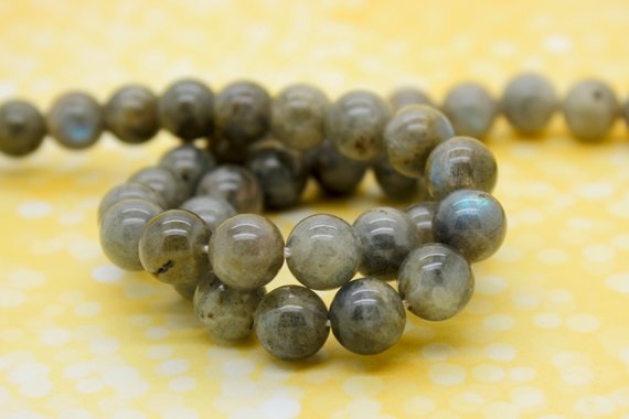Natural Labradorite Gemstone Beads, Gray Labradorite Smooth Polished Round Sphere Loose Gemstone Beads (4mm 6mm 8mm 10mm 12mm) - Pg01