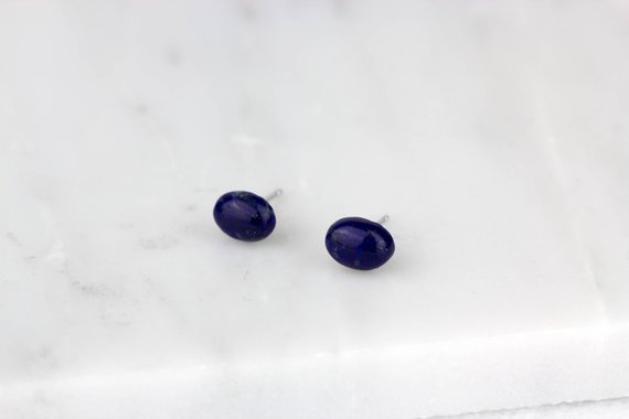 Lapis Studs, Dainty Blue Earrings, Small Dainty Earring, Blue Lapis Earrings, Lapis Lazuli Stone, Blue Gold Gemstone