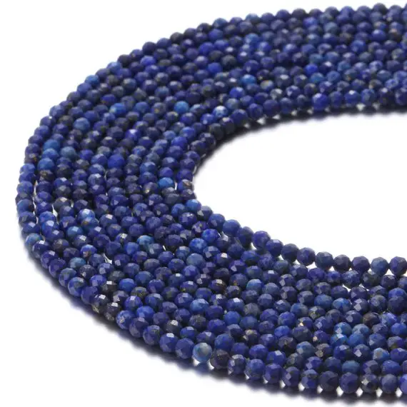 Lapis Lazuli Faceted Round Beads 2mm 3mm 4mm 5mm 15.5" Strand