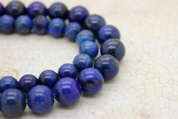 Lapis Lazuli (dyed) Smooth Round Gemstone 8mm 10mm 12mm Beads (8" Strand - 2.5 Mm Hole) - 8rn03
