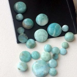 Shop Larimar Cabochons! 6-9mm Larimar Plain Cabochons, Original Larimar Smooth Round Flat Back, Natural Loose Larimar For Jewelry (5Pcs To 10Pcs Options) – KS3247 | Natural genuine stones & crystals in various shapes & sizes. Buy raw cut, tumbled, or polished gemstones for making jewelry or crystal healing energy vibration raising reiki stones. #crystals #gemstones #crystalhealing #crystalsandgemstones #energyhealing #affiliate #ad