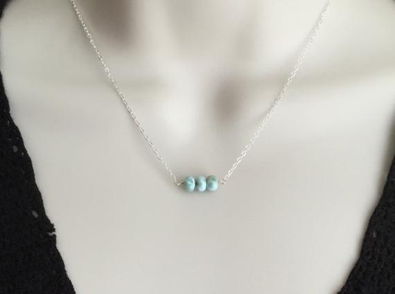 Larimar Necklace. Simple Dainty Larimar Necklace. Larimar Bead Necklace. Sterling Silver Or Gold Filled. Dainty Blue Gemstone Necklace.