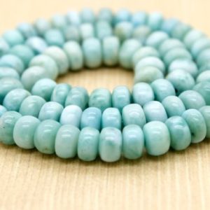 Shop Larimar Beads! Genuine Larimar, Grade AA High Quality Larimar Natural Smooth Gemstone Rondelle Loose Beads (5mm x 8mm) – PG76 | Natural genuine beads Larimar beads for beading and jewelry making.  #jewelry #beads #beadedjewelry #diyjewelry #jewelrymaking #beadstore #beading #affiliate #ad