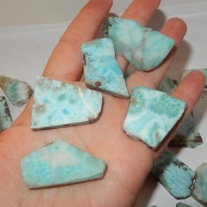 Larimar slab- raw | Natural genuine stones & crystals in various shapes & sizes. Buy raw cut, tumbled, or polished gemstones for making jewelry or crystal healing energy vibration raising reiki stones. #crystals #gemstones #crystalhealing #crystalsandgemstones #energyhealing #affiliate #ad