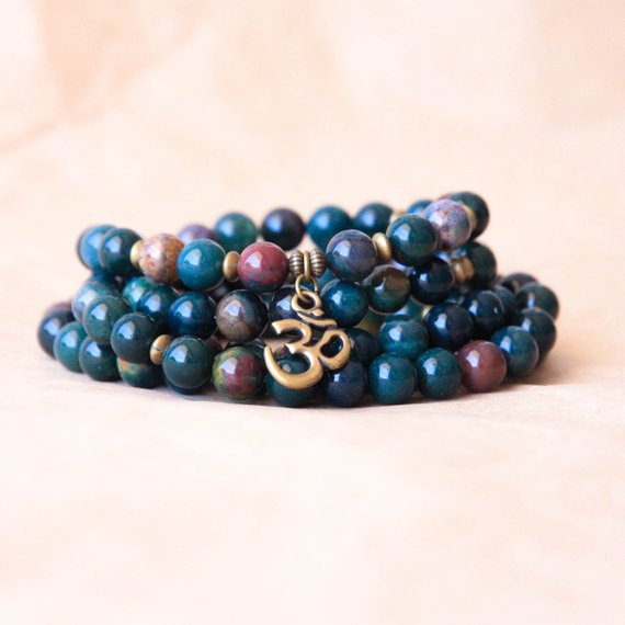 Mala Beads, 108 Mala Bracelet, Prayer Beads, Spiritual Jewelry, Indian Bloodstone Bracelet – Calming, Healing Energy, Detox