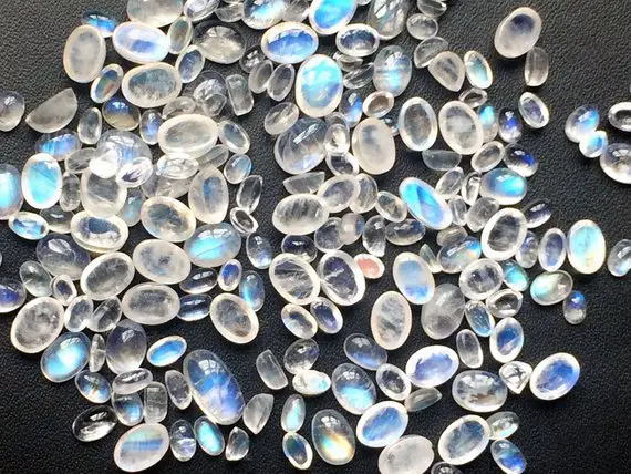 3x4mm-8x10mm Rainbow Moonstone Oval Plain Flat Back Cabochons, Rainbow Moonstone Cabochons, Moonstone For Jewelry (5cts To 10cts Options)