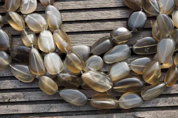 Shiny Polished Silver Moonstone Pebble Beads  (etb00108)