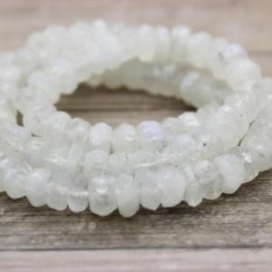 Shop Moonstone Beads! Natural Moonstone, Rainbow Moonstone Faceted Rondelle Loose Gemstone Beads – PG77 | Natural genuine beads Moonstone beads for beading and jewelry making.  #jewelry #beads #beadedjewelry #diyjewelry #jewelrymaking #beadstore #beading #affiliate #ad