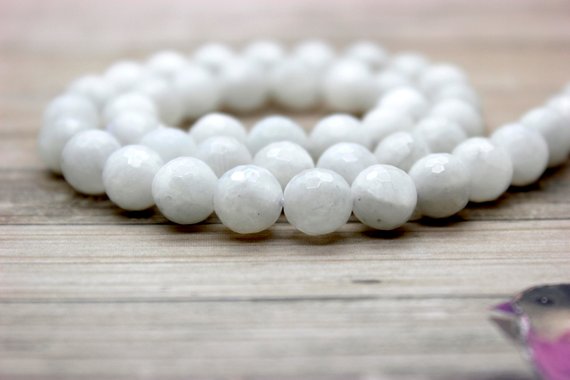 Natural Moonstone Beads, Rainbow Moonstone Faceted Round Ball Sphere Loose Beads Natural Gemstone - Pg41