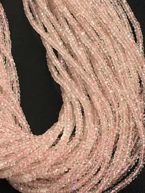 13 Inches Gorgeous Aaa Natural Morganite Micro Faceted Beads Strand, Aquamarine 3-3.5mm Beads