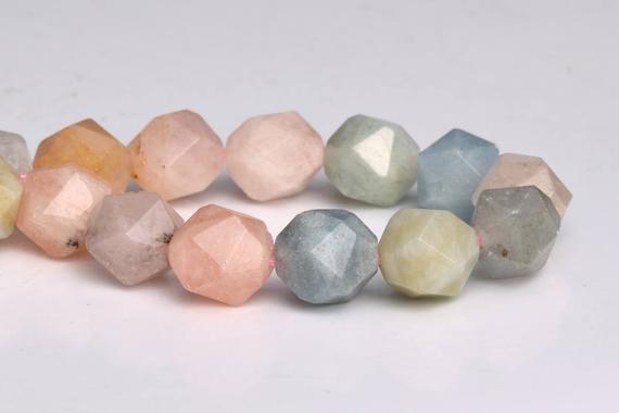 9-10mm Beryl Morganite Aquamarine Beads Star Cut Faceted Aa Genuine Natural Gemstone Loose Beads 7.5" Bulk Lot 1,3,5,10,50 (102598h-550)