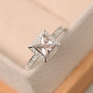 Morganite ring, princess cut morganite, pink morganite ring | Natural genuine Gemstone rings, simple unique handcrafted gemstone rings. #rings #jewelry #shopping #gift #handmade #fashion #style #affiliate #ad