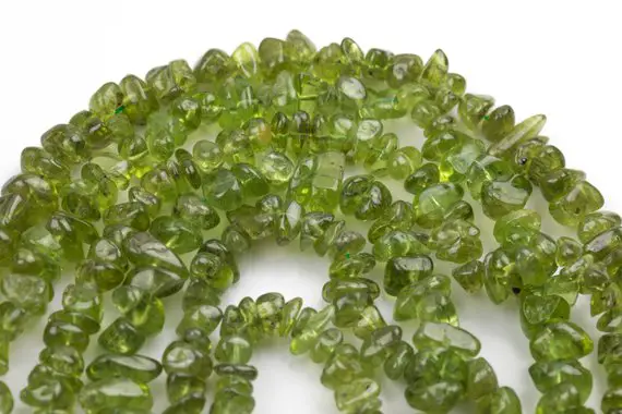 Natural Peridot Beads Substantial Sized Nuggets 6-8mm - Very Rare - Full Strands- Chips- 2 Sizes- High Quality- Full 16 Inch Strand