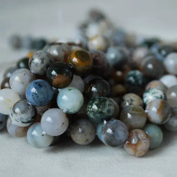 Ocean Jasper Round Beads - 4mm, 6mm, 8mm, 10mm Sizes - 15" Strand - Natural Semi-precious Gemstone