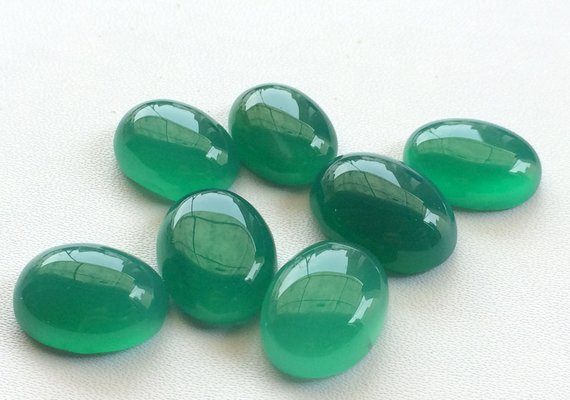 Green Onyx Plain Oval Flat Back Cabochons In Size18.5x14.5mm - 21x15mm 3 Pieces Green Onyx Cabs For Ring - Nng50