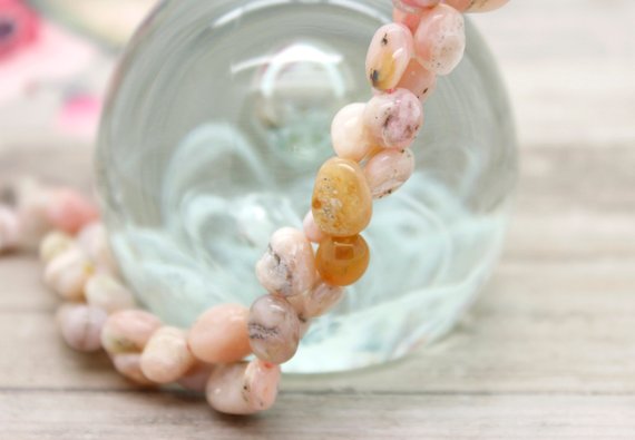 Pink Opal Beads, Natural Pink Opal Gemstone Polished Nugget Chips Gemstone Beads Bead Pg228