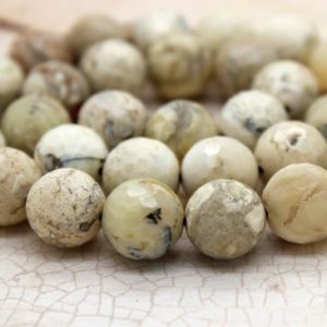 Shop Opal Faceted Beads! Natural Opal Beads, Africa White Opal Faceted Round Gemstone Beads (4mm 6mm 8mm 10mm 12mm) – PG170 | Natural genuine faceted Opal beads for beading and jewelry making.  #jewelry #beads #beadedjewelry #diyjewelry #jewelrymaking #beadstore #beading #affiliate #ad