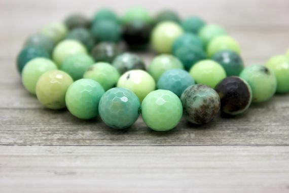 Natural Opal Beads, Green Moss Opal Faceted Round Ball Sphere Loose Beads Natural Gemstone (4mm 6mm 8mm 10mm 12mm) -pg42
