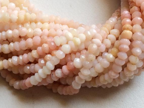 4-4.5mm Pink Opal Shaded Micro Faceted Rondelle Beads, Pink Opal Faceted Beads, 13 Inch Pink Opal Beads For Jewelry (1st To 5st Options)