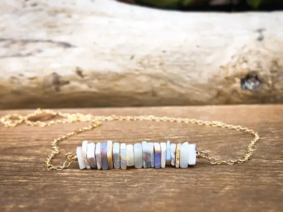 Raw Opal Necklace - October Birthstone Necklace - Libra Birthday Necklace - Raw Opal Jewelry - Libra Gift For Her - Raw Stone Necklace