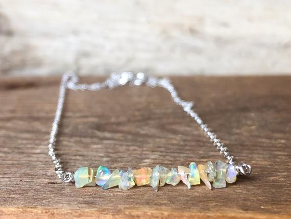 Raw Opal Necklace - Raw Stone Necklace - October Birthstone Necklace - Libra Gift - Libra Birthday - Raw Stone Necklace