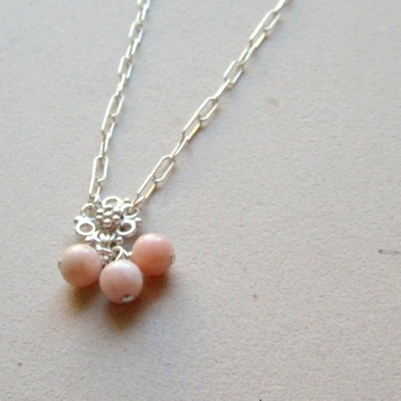 Pink Opal Necklace - October Birthstone - Sterling Silver Jewelry - Peruvian Gemstone Jewellery - Pastel - Chain - Pendant