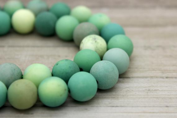 Matte Green Moss Opal Round Gemstone Beads (4mm 6mm 8mm 12mm)