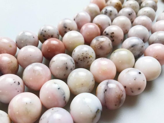 Natural Pink Opal Smooth Round Beads 18mm 20mm 15.5" Strand