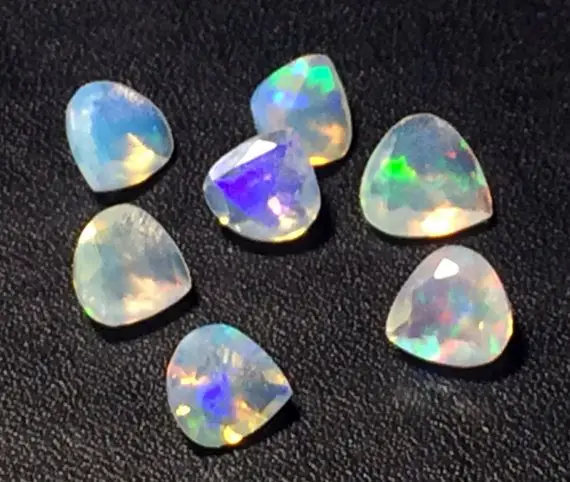 3-6mm Ethiopian Opal Heart Shape Cut Stones, Natural Fire Ethiopian Opal Faceted Heart Cut Stone, Opal For Jewelry  (1ct To 10cts Options)
