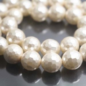 Shop Pearl Beads! 128 Faceted South Sea Shell Pearl Smooth and Round Beads,6mm/8mm/10mm/12mm Faceted Beads Supply,15 inches one starand | Natural genuine beads Pearl beads for beading and jewelry making.  #jewelry #beads #beadedjewelry #diyjewelry #jewelrymaking #beadstore #beading #affiliate #ad